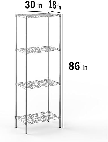 Miniatura 2 de Kit de estantería de alambre cromado de 4 niveles de 18 pulgadas de profundidad x 30 pulgadas de ancho x 86 pulgadas de alto  Unidad de estante de