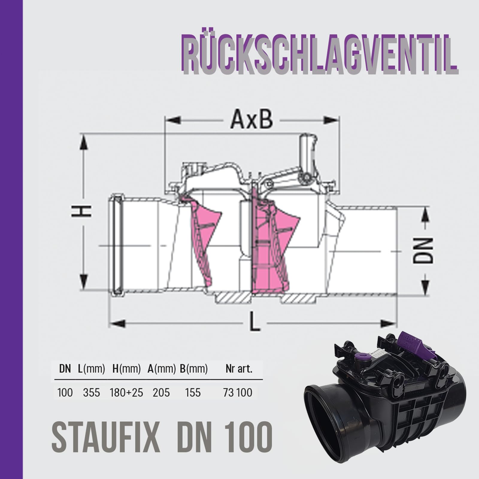 KESSEL - Staufix 73100 Rückstauverschluss Kunststoff DN 100