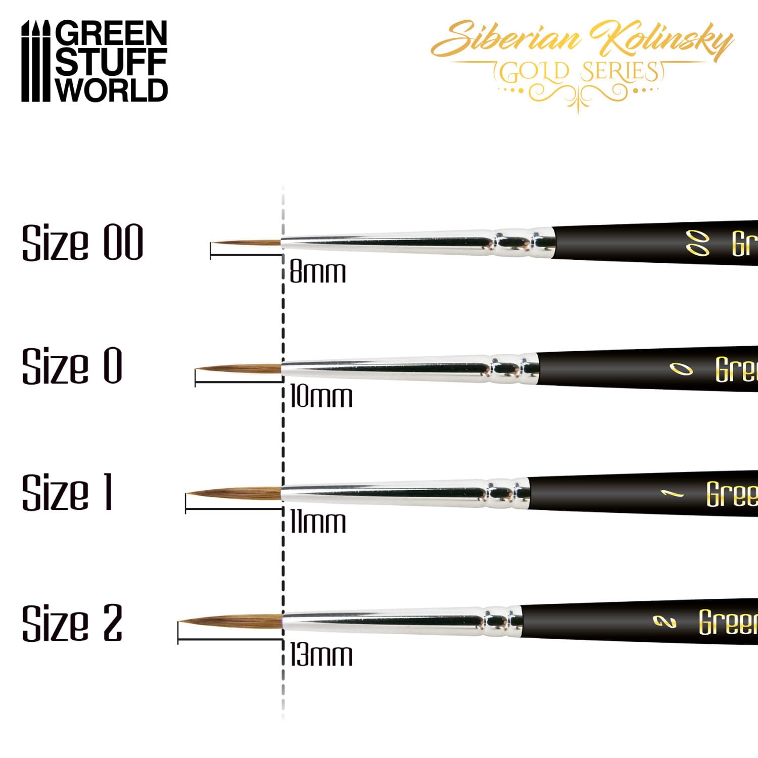 Kolinsky Premium Gold Series - Juego de 4 pinceles