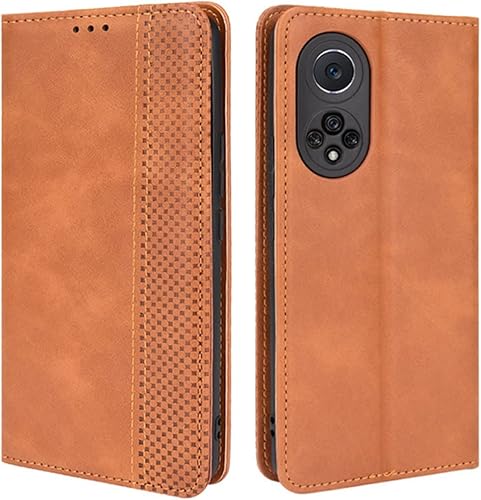 HualuBro Honor 50 5G Case, Huawei Nova 9 Case, Retro PU Leather Magnetic Full Body Shockproof Stand Flip Wallet Case Cover with Card Holder for