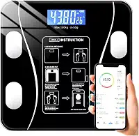 Balança Digital Plus Função Bioimpedância, Bluetooth, App, Saúde, IMC, Gordura Corporal, Músculo, Percentual De Água Para Emagrecimento, Academia, Banheiro, Quarto e Diétas - Capacidade 180kg