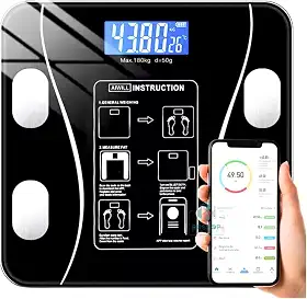 Balança Digital Plus Função Bioimpedância, Bluetooth, App, Saúde, IMC, Gordura Corporal, Músculo, Percentual De Água Para Emagrecimento, Academia, Banheiro, Quarto e Diétas - Capacidade 180kg