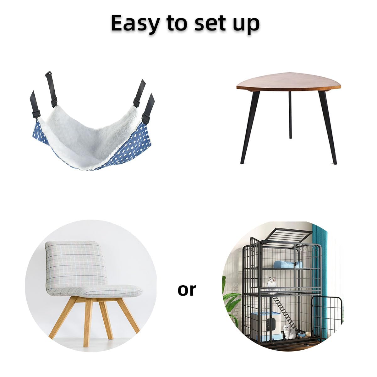 Hamaca para mascotas para jaula reversible para gatos, cama colgante suave para hurón, gatito, cachorros, gatos, perros pequeños, conejos y animales pequeños, hamaca de doble cara para mascotas con 2