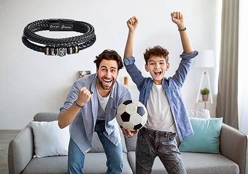 Miniatura 4 de Pulsera de cuero trenzado con texto en inglés To My SonTo My Grandson, pulsera inspiradora de acero inoxidable para hombre, regalos para hijo de