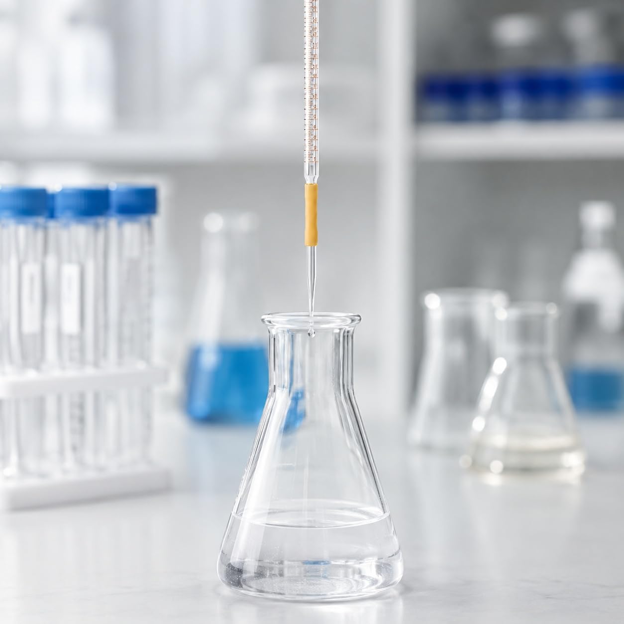 Klare Alkalische Glasbürette mit Gummischlauch und Kugel-Ventil-250mL | Flexibler Latexschlauch mit Glaskugel-Ventil für Einfache Einhand-Durchflusssteuerung