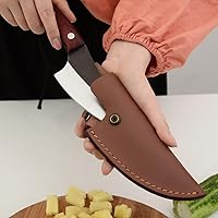 Vista 4 de Lifespace Cuchillo de chef estilo vikingo con mango de madera y funda