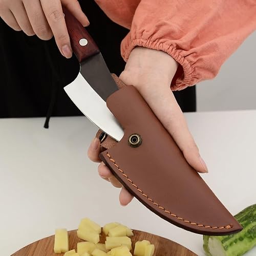 Miniatura 4 de Lifespace Cuchillo de chef estilo vikingo con mango de madera y funda