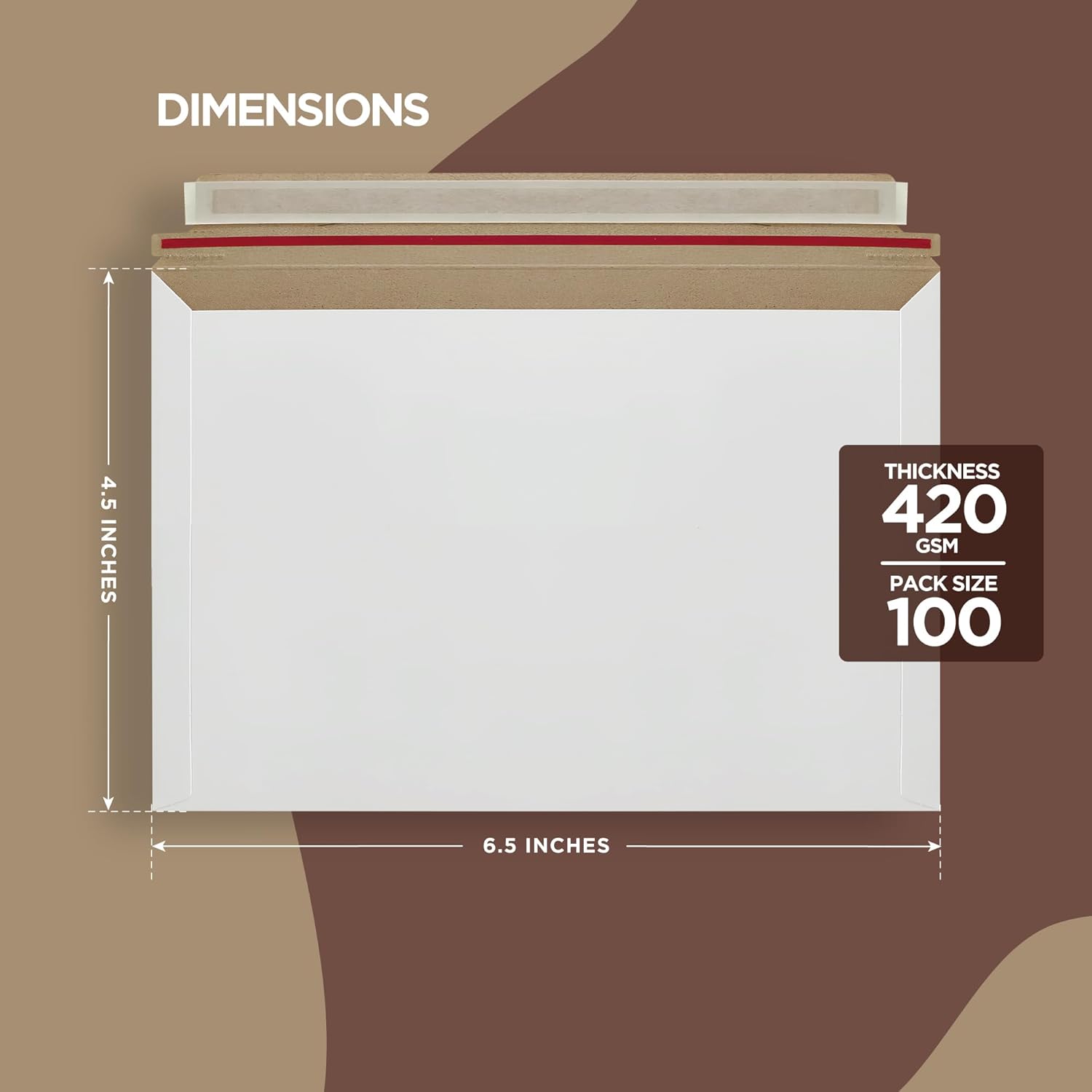 100 Pack 6.5x4.5 inches Rigid Mailers Self Seal Photo Document Cardboard Mailers, Stay Flat White Cardboard Shipping Envelopes, Photography Mailer for CD, Photos, Document - Image 2