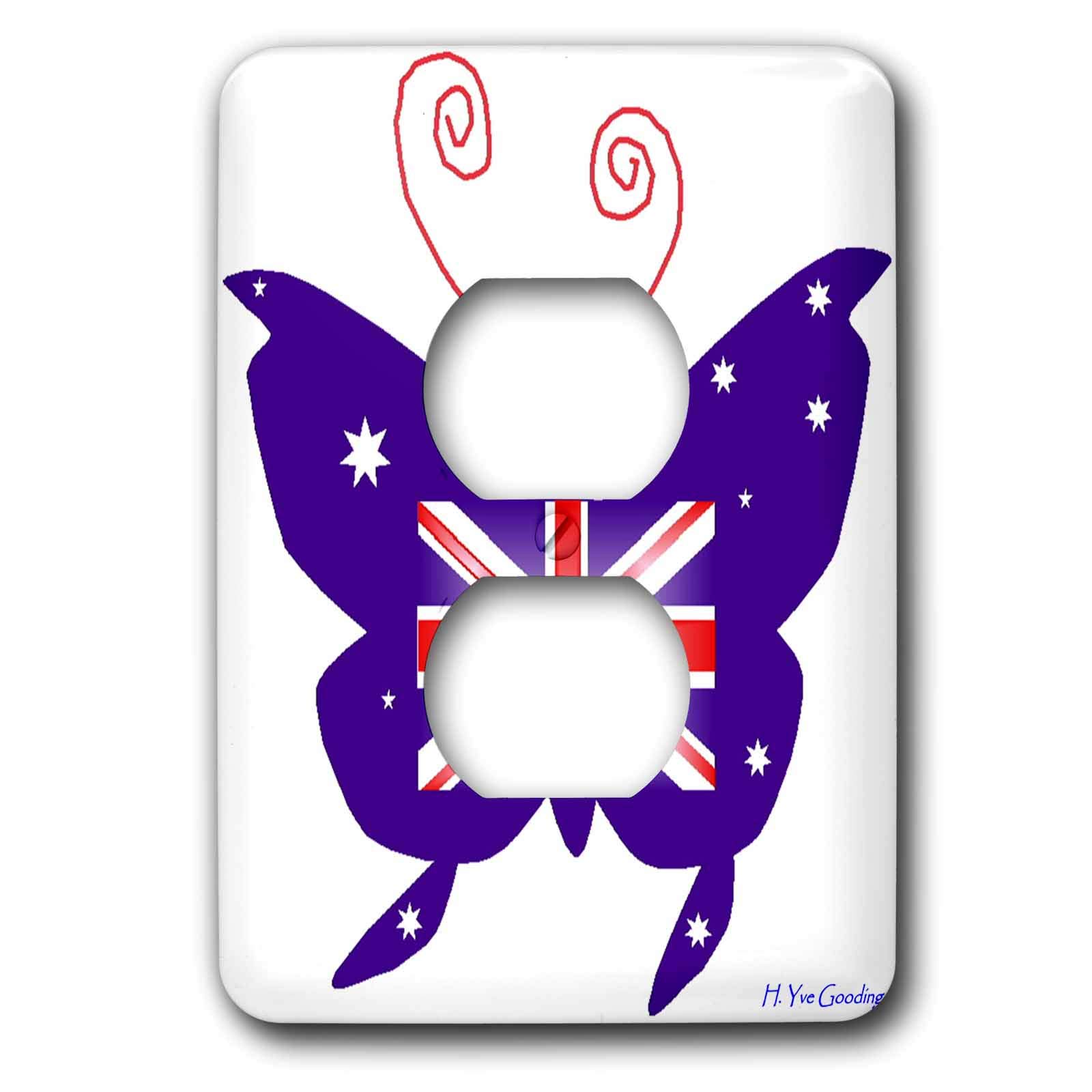 Papillon britannique 2 prises de courant multicolore 3dRose LSP_5891_15,2 cm pour interrupteur