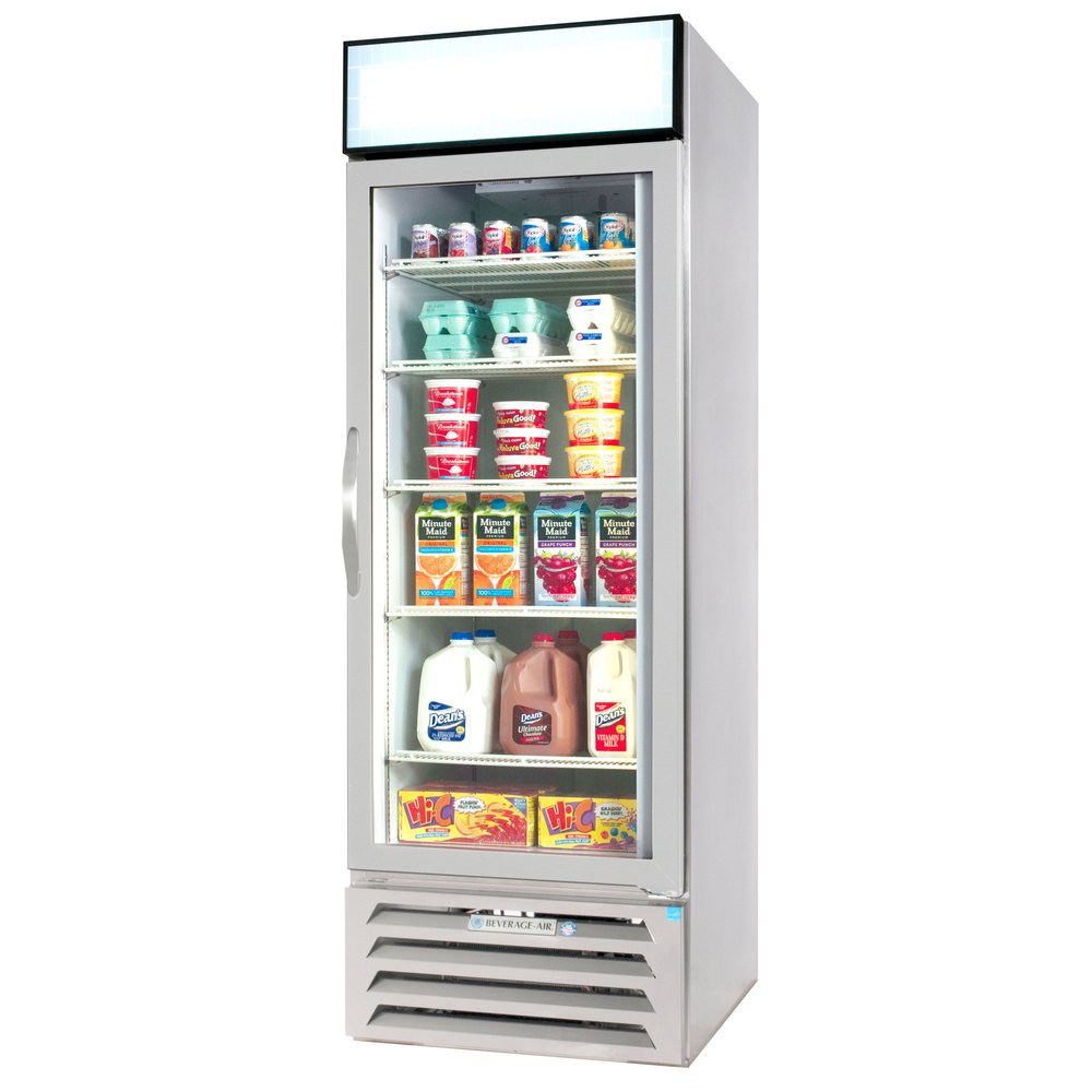 Beverage Air Mmr23-1-W-LED Marketmax 27" One Section Glass Door Reach-In Merchandiser Refrigerator With LED Lighting 23 Cu.Ft. Capacity White Exterior And Bottom Mounted on Fridge.com - View 1