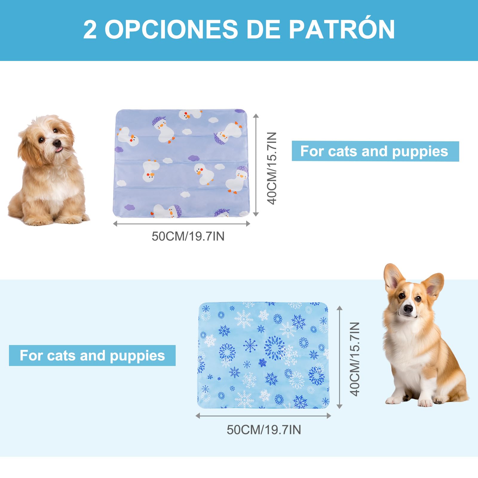 DEWEL Tappetino Refrigerante Cani e Gatti, Materassino Cane 50 x 65 cm, Adatto per Animali Domestici di Peso Inferiore a 15 kg, Raffreddamento Estivo del Lettino per Cani, Motivo Anatra Viola