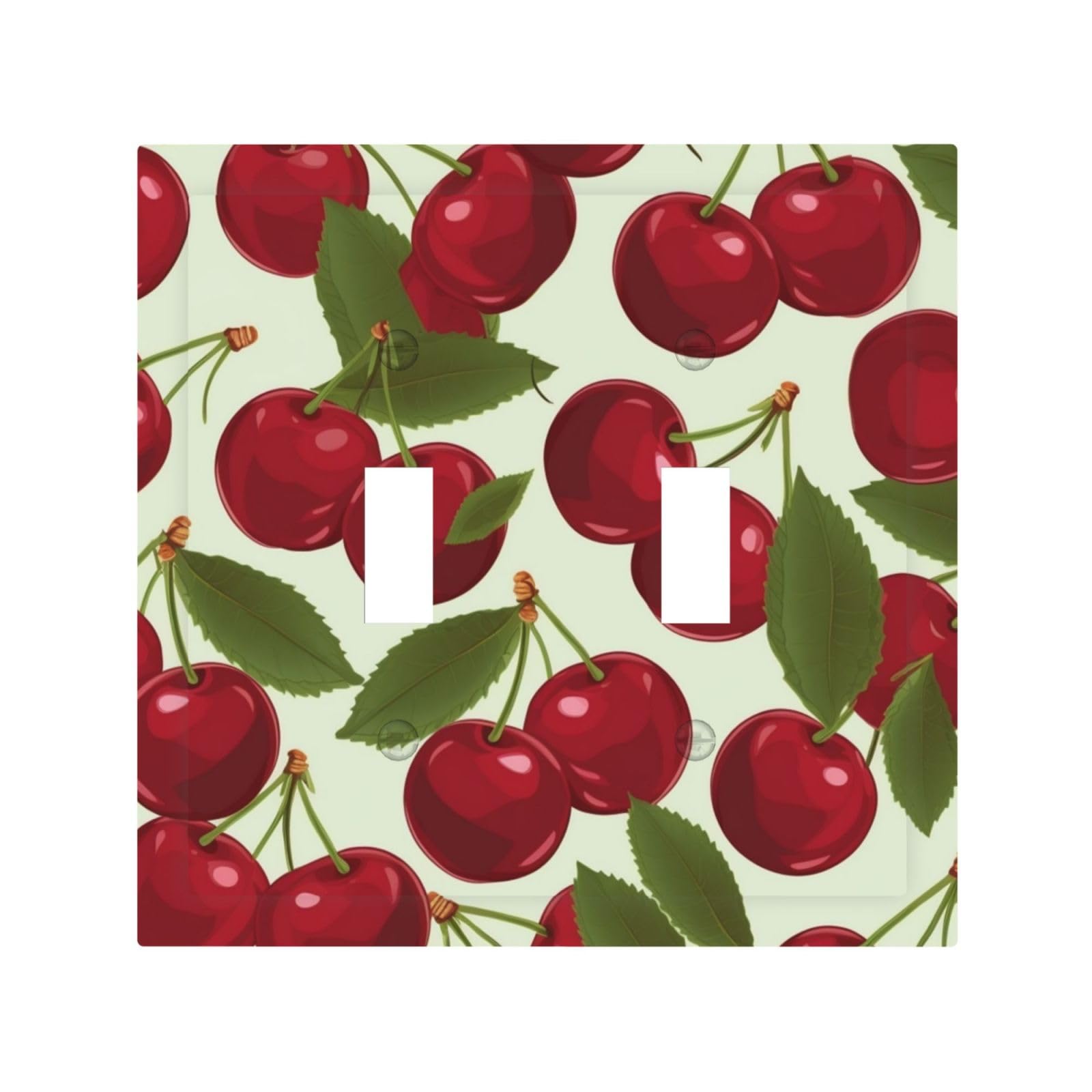 Decorator Double Toggle Light Switch Covers Cherry fruit Wall Plate 2-Gang Mid Size 5" x 4.9" Double Toggle Switch Wallplate Decorative 2 Gang Wall Switch Plate Covers