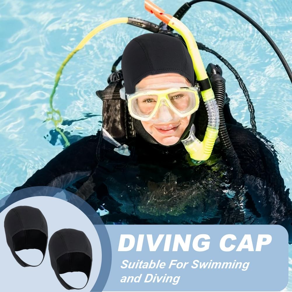 AHANDMAKER 2 Pcs Black Nylon Diving Hood Thermal Wetsuit Hood Cap 3mm Thickness Swim Caps for Men Women Scuba Diving Sailing Water Swim Sports Christmas Decoration Accessories