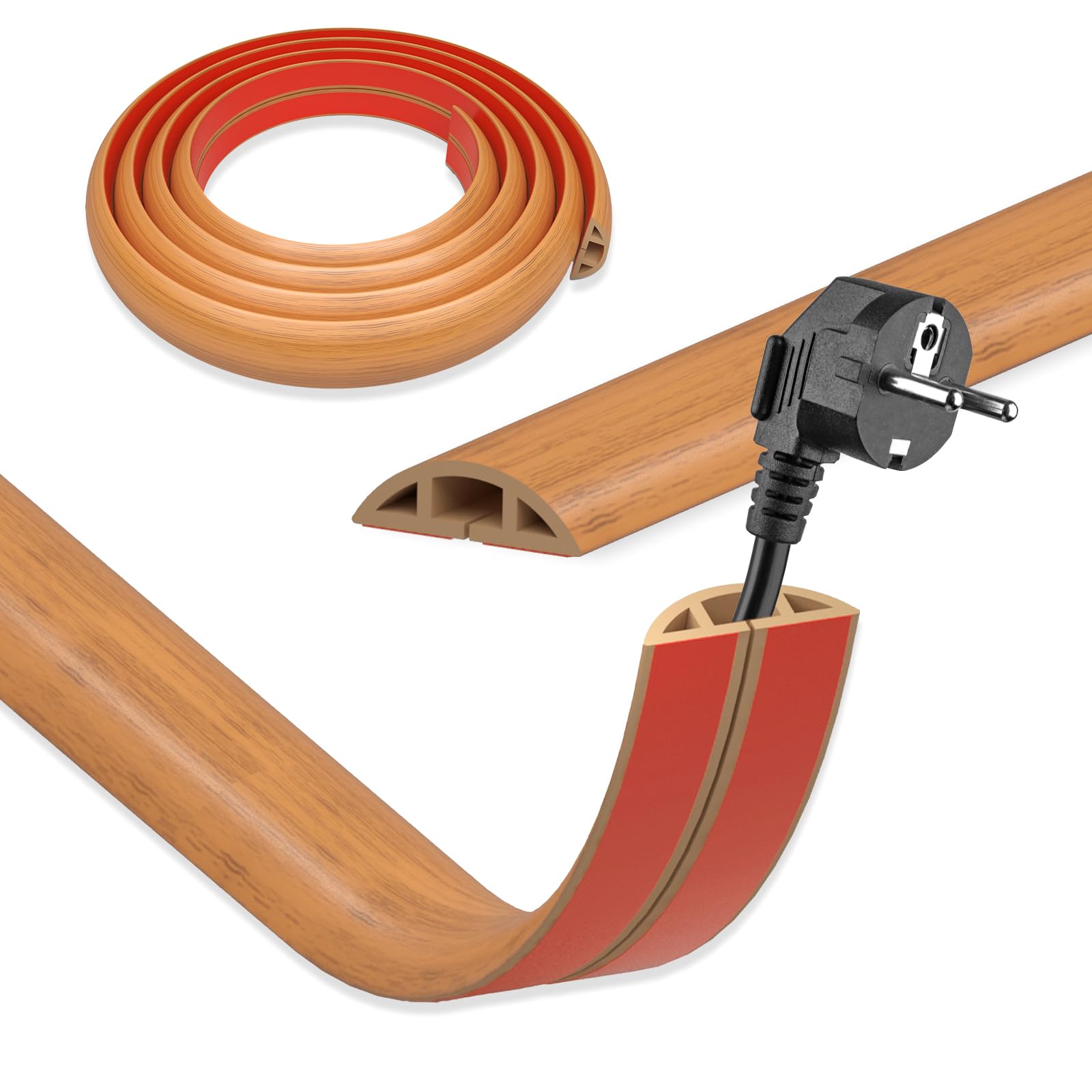 Canalina per cavi, effetto legno, autoadesiva, 3 cm x 10 m