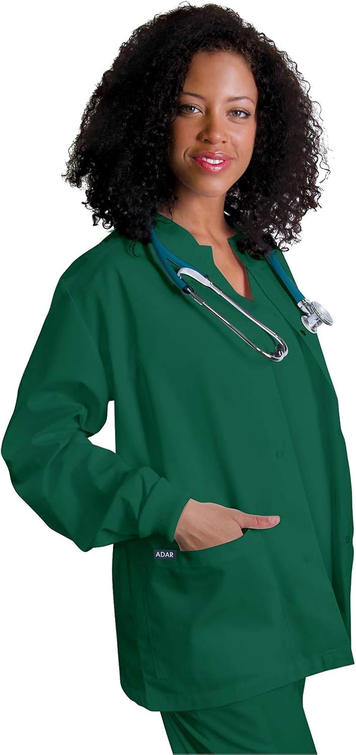 Adar Universal Scrubs for Women - Round Neck Warm-Up Scrub Jacket: Clothing