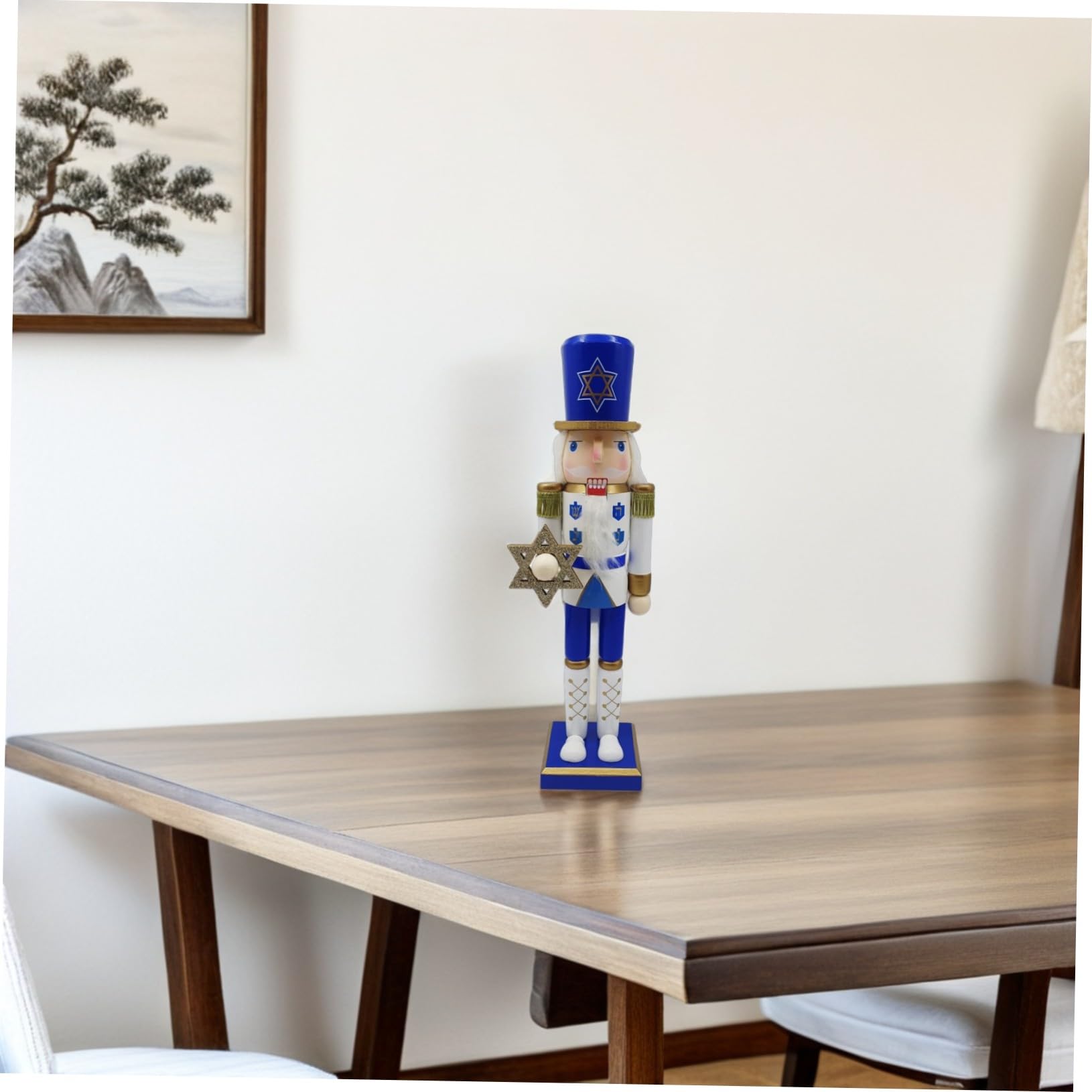 Cabilock Cascanueces de Hanukkah Figura de Soldado Madera Estrella de David Decoración de Mesa Adorno Festivo Judío para Fiesta y Hogar