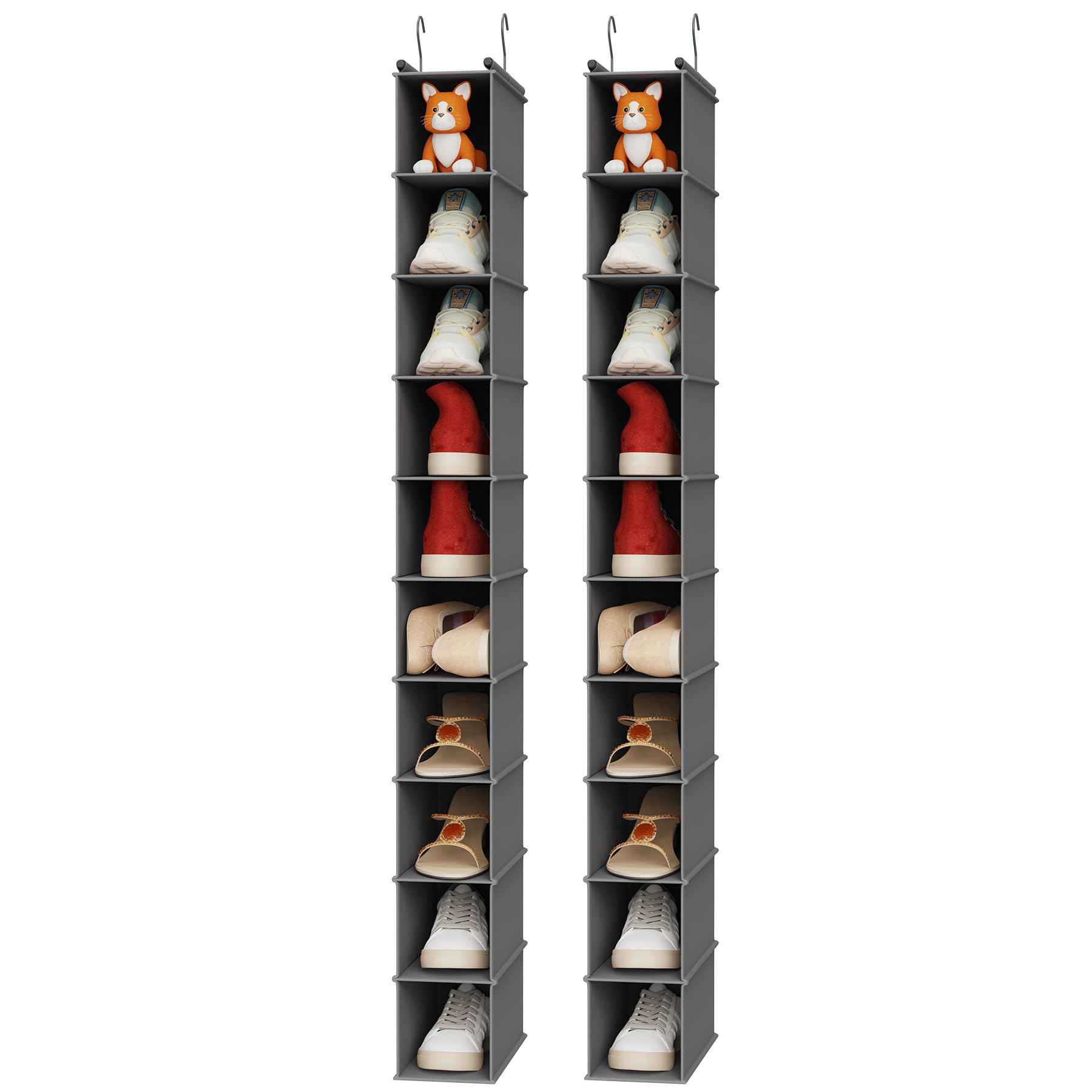 MAX Houser 10-Shelf Hanging Shoe Shelf Organizer 2 Pack