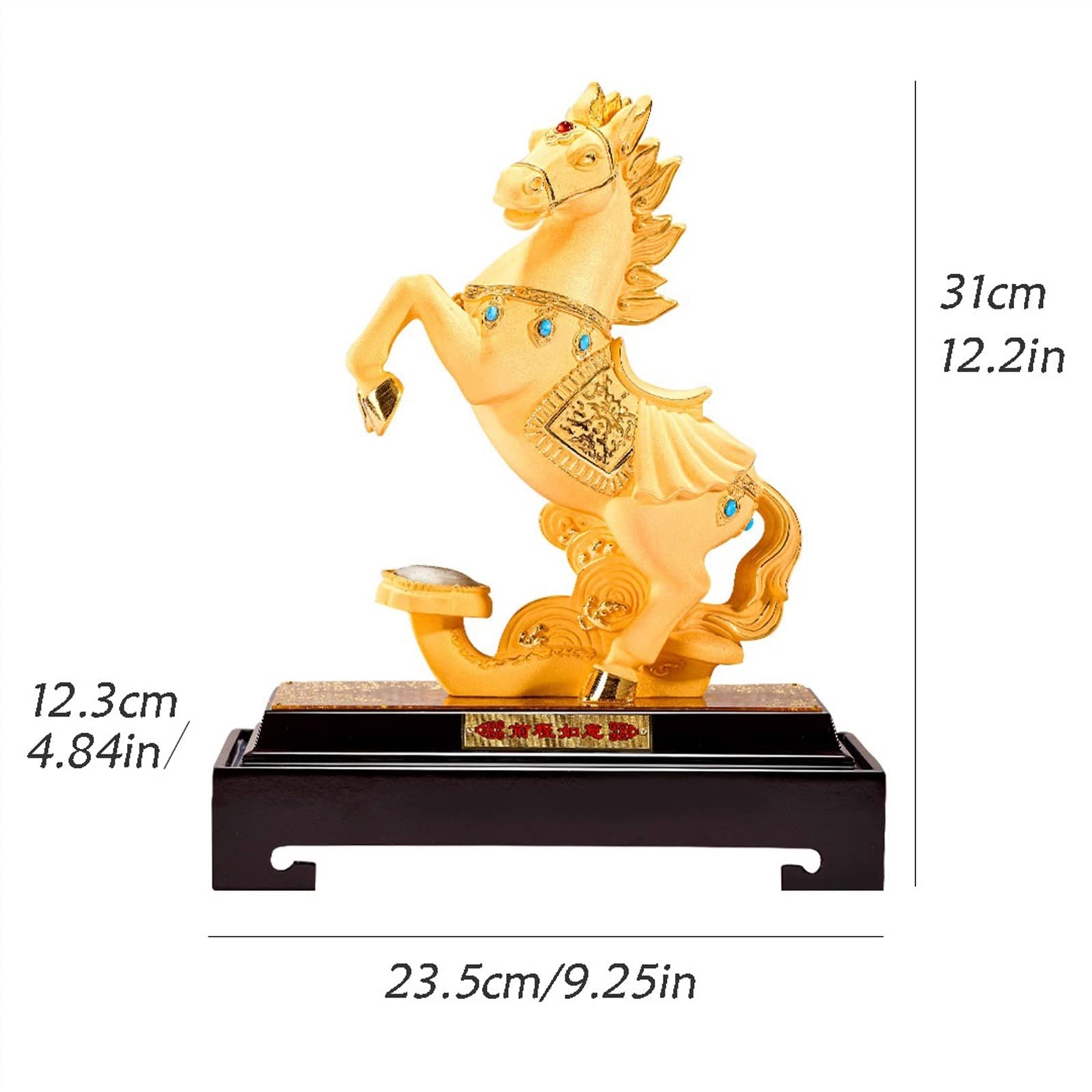 Statue di Buddha Ornamenti for la Decorazione della casa Ornamenti di Buon auspicio geomantici fortunati Scultura di Cavalli zodiacali con Base Decorazione Feng Shui