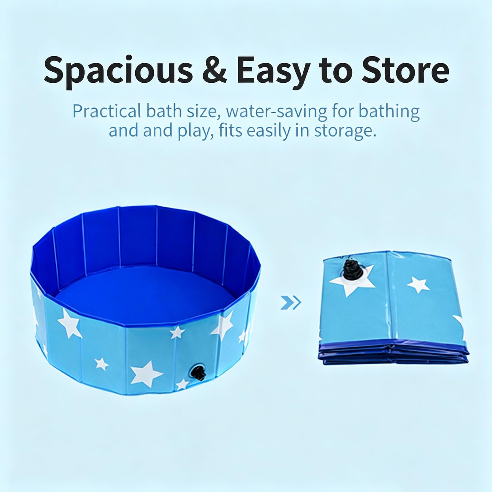 Piscina per Cani 120 x 30cm Vasca per Cani Pieghevole Senza gonfiare in PVC Vasca Rigida e Rotonda con Scarico Antiscivolo Vasca Portatile Interattiva per Cani Gatti Cuccioli Animali