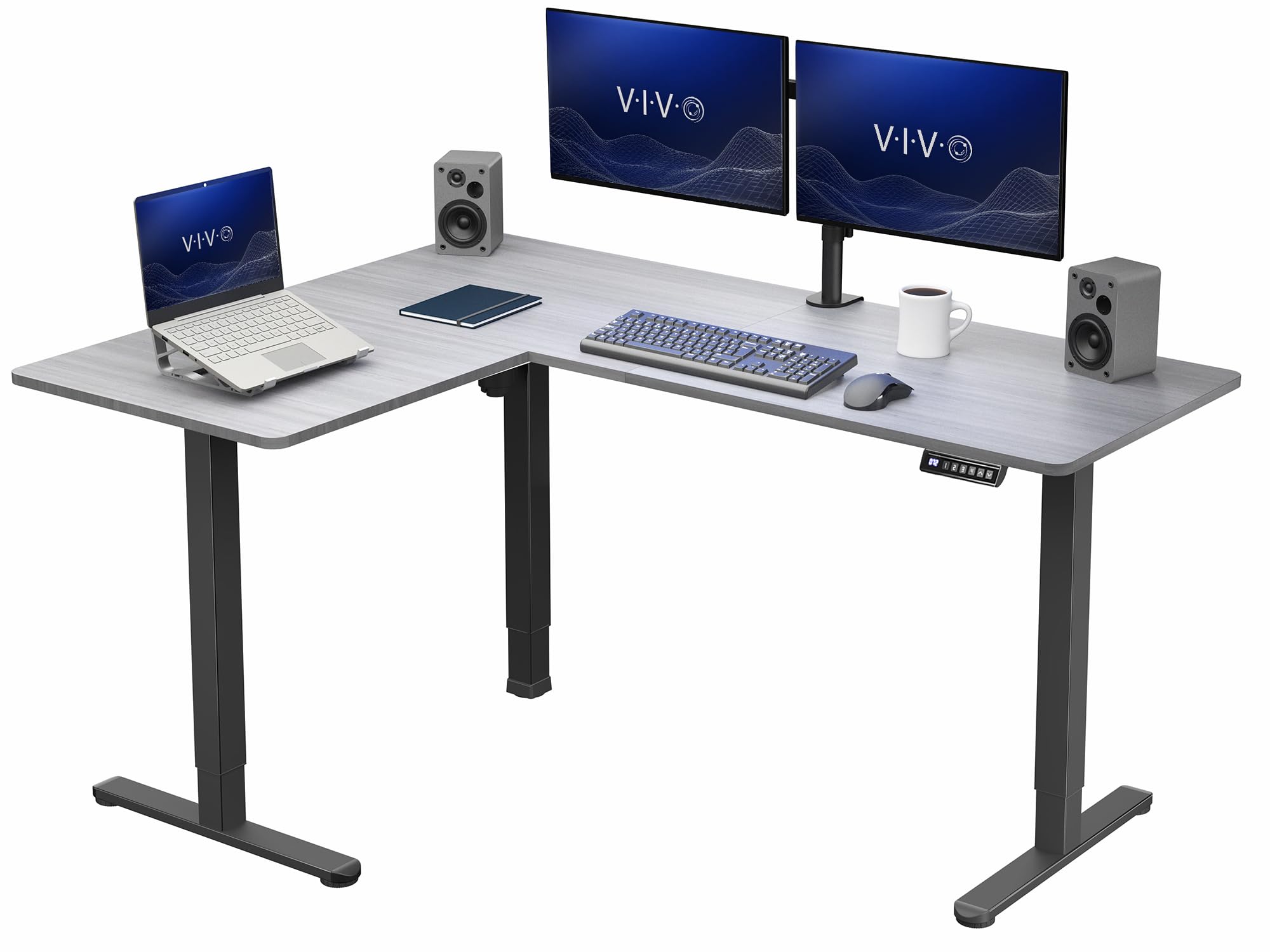 VIVO Dark Gray 63 x 47 in Corner Standing Desk, DESK-E3CTG-47