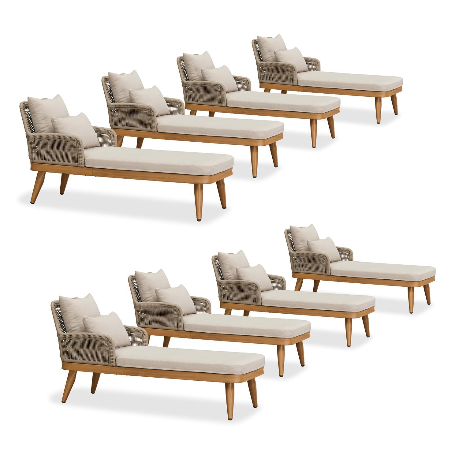 PURPLE LEAF Pool Lounge Chair Dual Pillows and Thick Cushion Aluminum Teak