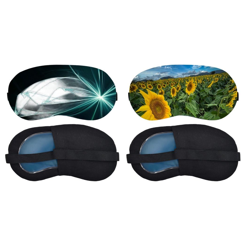 Aoxeria Silver Light Streak, Sunflower Field Sleeping Mask Combo, Soft Comfortable Light-Blocking Eye Cover for Women, Men & Kids, Reusable Blindfold for Night Sleep, Nap, Travel (Pack of 2)-image-5