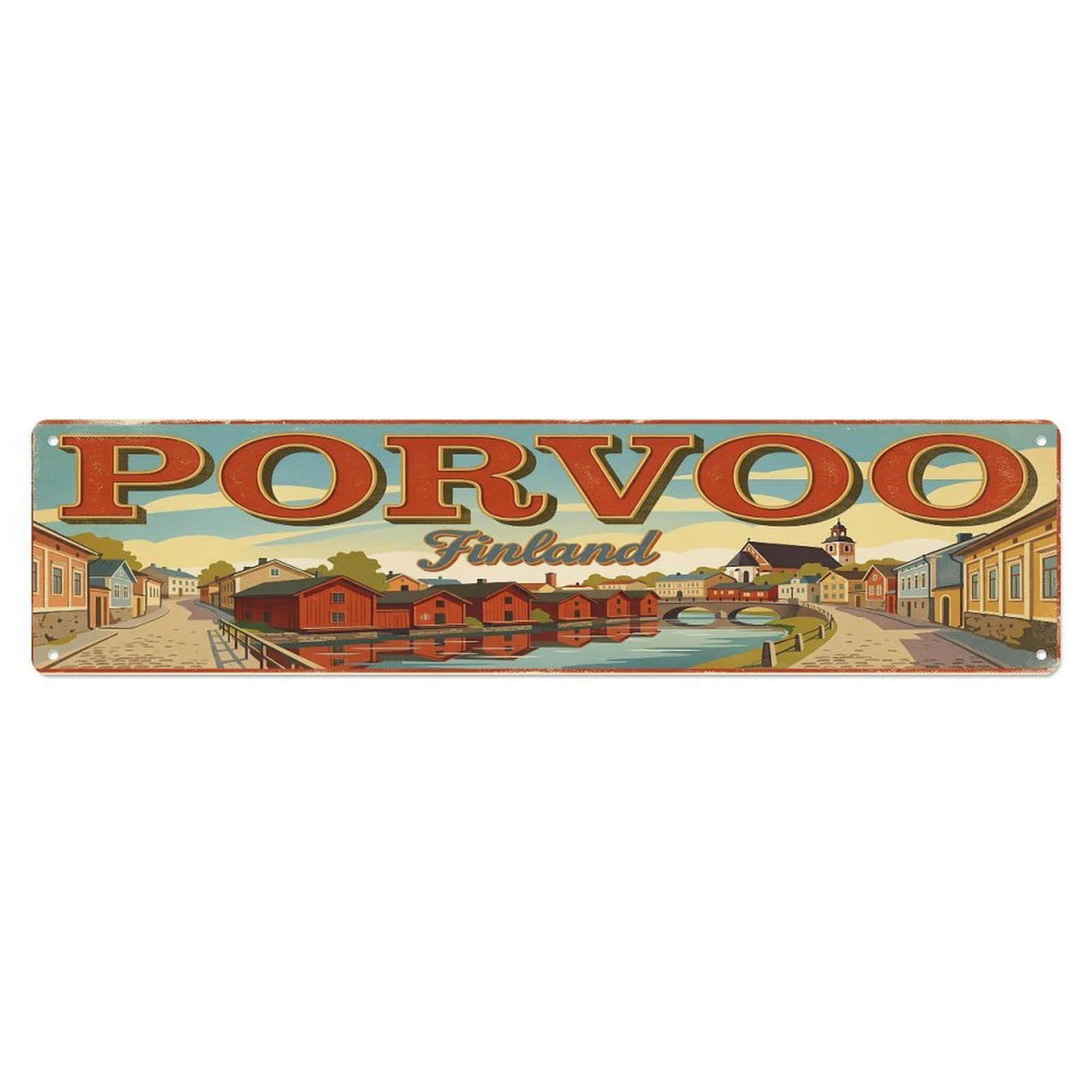 Retro Travel Porvoo Finland Metal Tin Sign