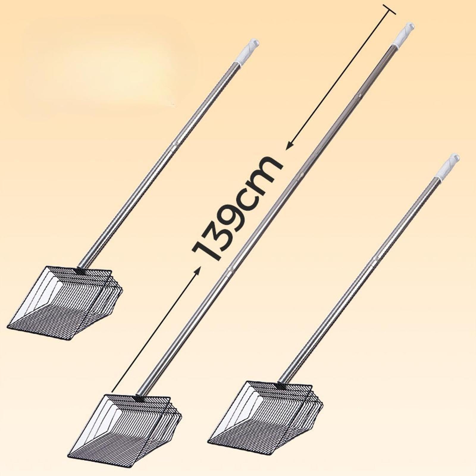 Paleta para Arena de Gato de Metal Separador de Residuos Accesorio para Gallineros Mango Ajustable Ergonómico Fácil de Colgar Adecuada para Mascotas G, 139 Cm