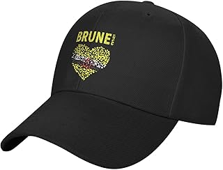 Brunei Flag Heart Bruneian Stylish Baseball Cap Black - Adjustable & Breathable57