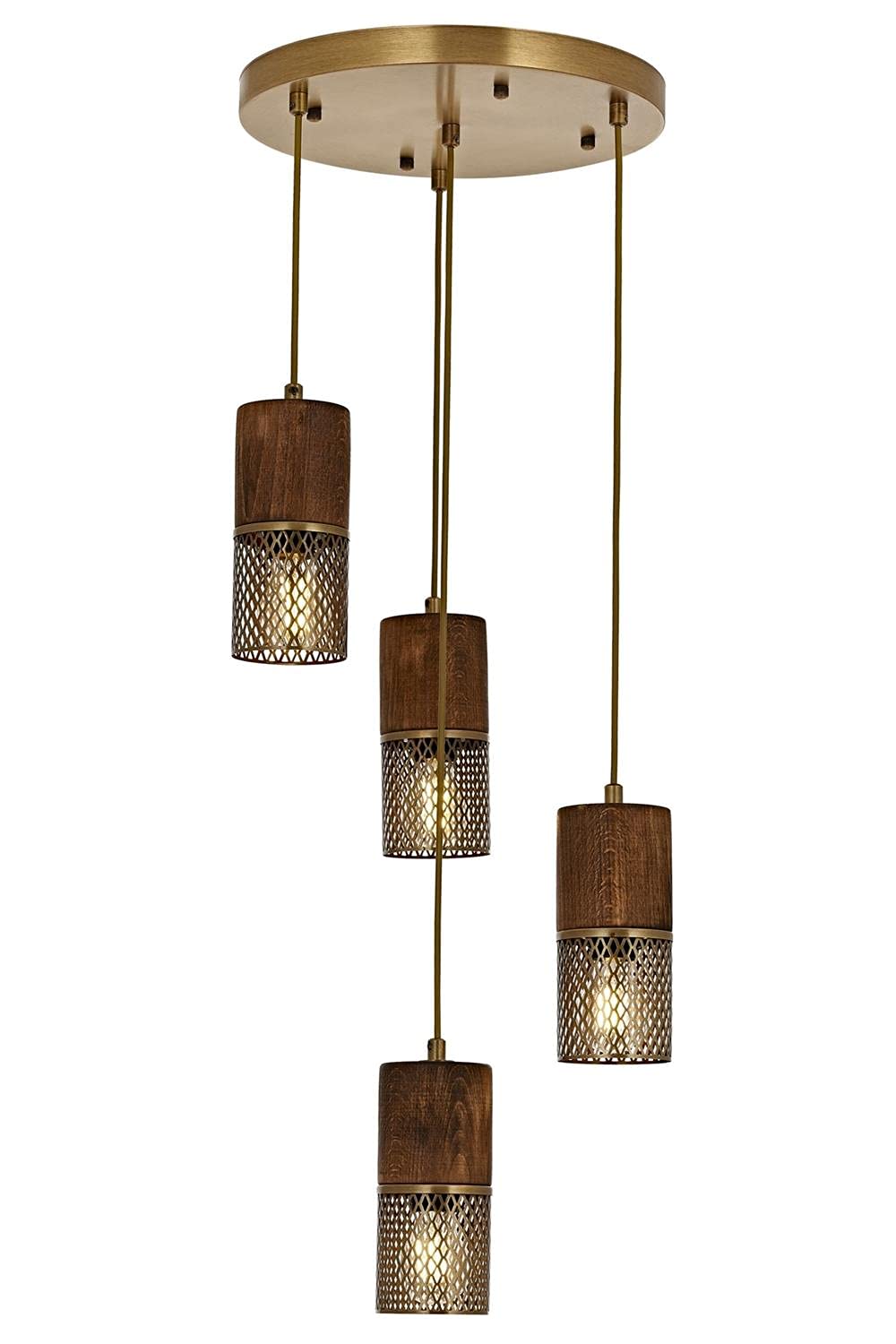 Avonni AV-60265-4ET Eskitme Kaplama Modern Avize E27 Metal Ahşap 35cm