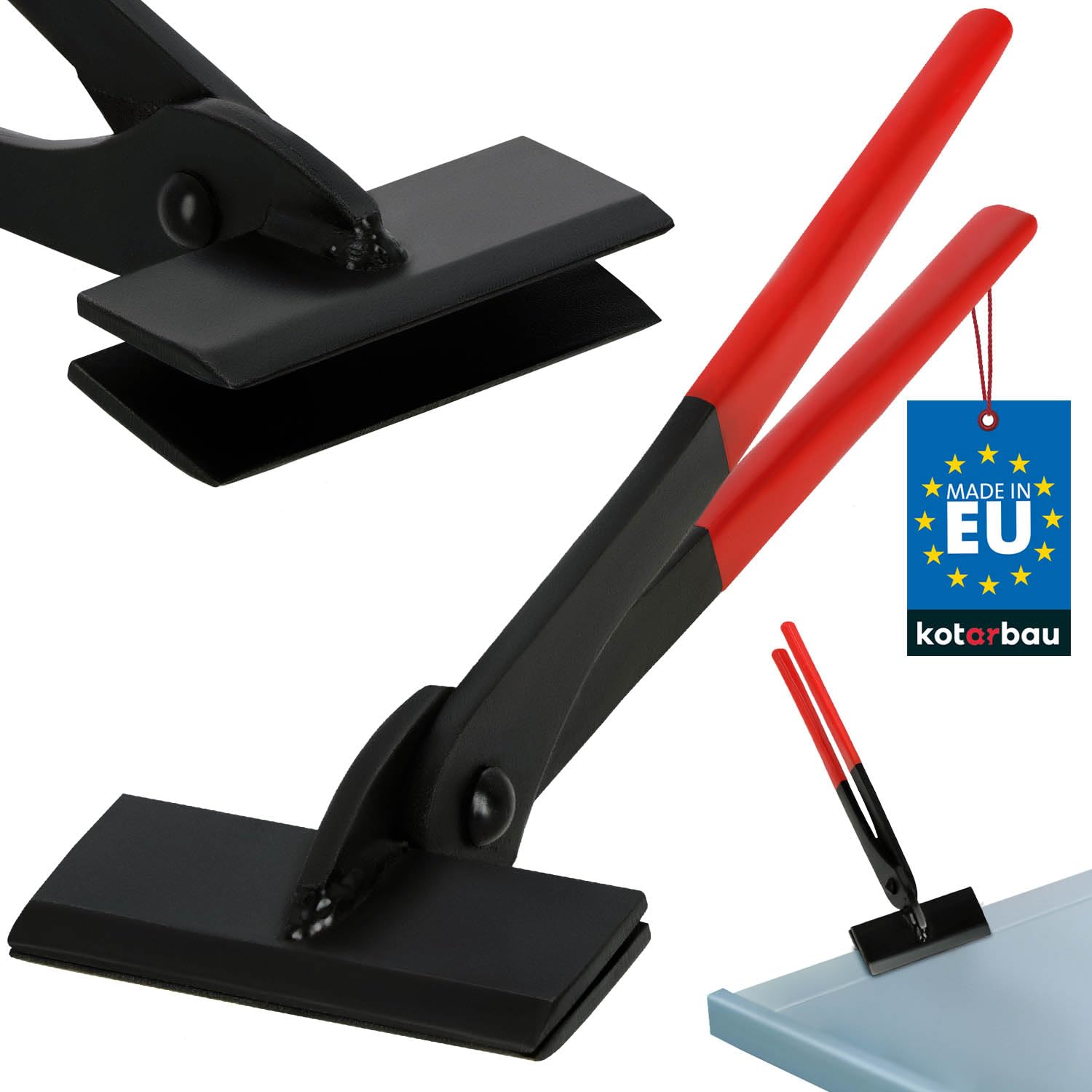 KOTARBAU® Pinza per lamiera, 100 mm, diritta 0º, pinza piegata forgiata per coperture per la piegatura di lamiere con impugnatura in gomma