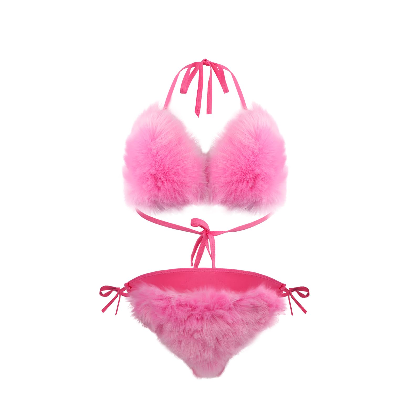 Bikini de piel sintética para mujer, conjunto de traje de baño de dos piezas con tirantes halter, sexy, triángulo, brasier y bragas