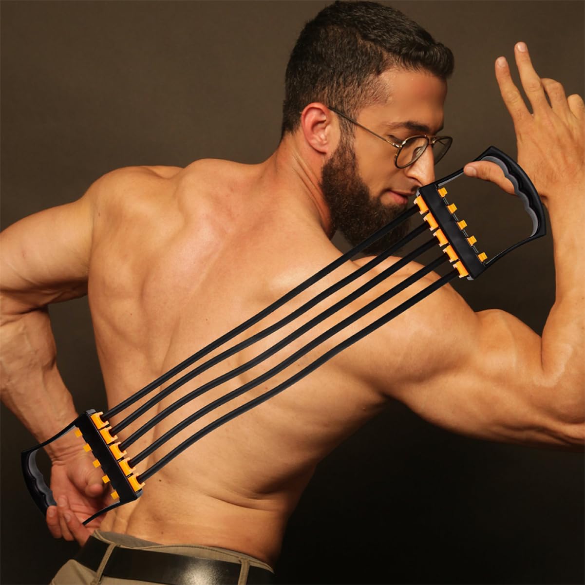 Chest Expander 2 Pezzi Corda Elastica Tpe per Allenamento | Bicipiti e Tricipiti, Uso Domestico, Portatile, 6x9x45cm, Nero e Rosso