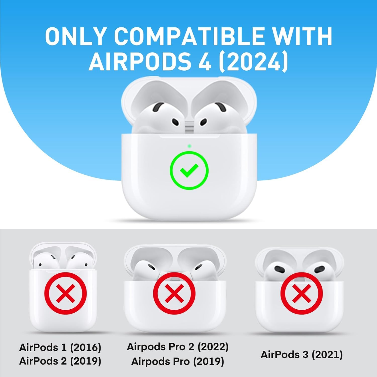 Custodia per AirPods 4, compatibile con custodia per AirPods di quarta generazione, in pelle, integrale, antiurto, protettiva per AirPods di quarta generazione, protezione contro le cadute (B)