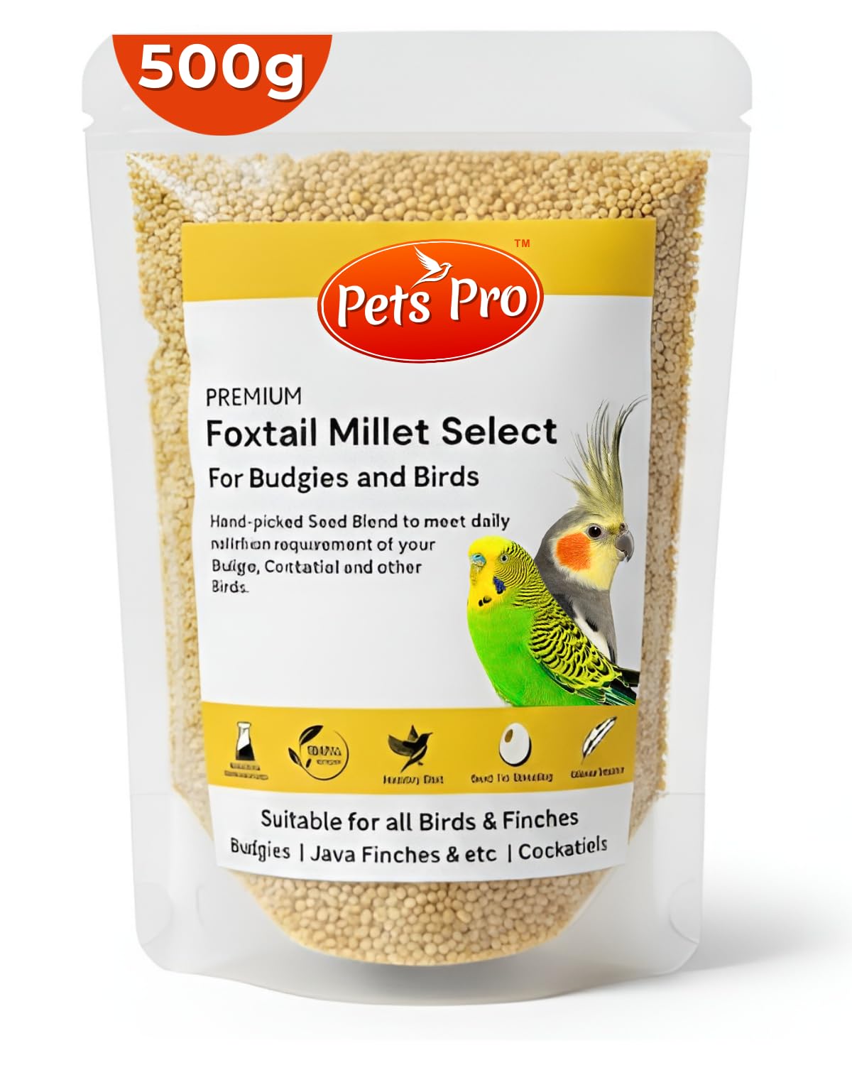 Foxtail Millet Kangni 500g – Premium Machine Cleaned Bird Food for Budgies, Lovebirds, Cockatiels, Parrots, Finches, Canaries & Wild Birds – Natural Healthy Millet Seeds Under 99 199-image-23