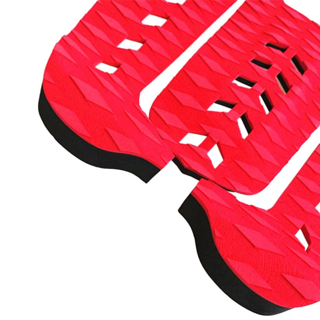 rockible 3Pcs Surf Traction Pad for Shortboards, Longboards, and Skimboards, Red