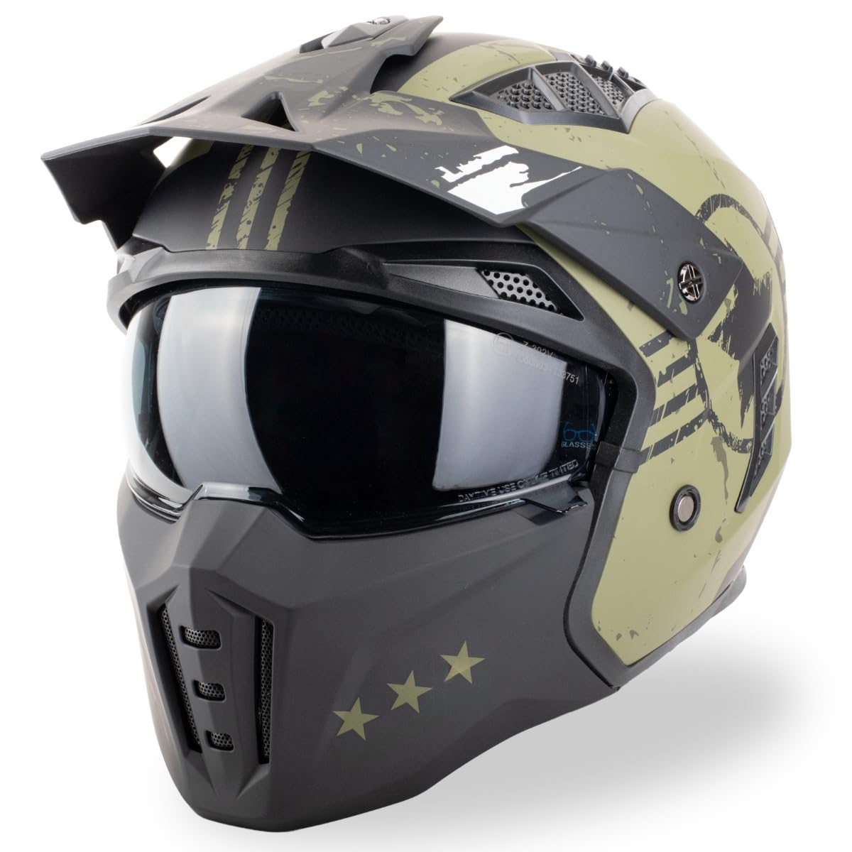VINZ Shikoku - Casco Jet / Streetfighter | Homologado ECE 22.06 | Casco de moto | Casco de moto | Casco Scooter con visera solar / Parasol | Casco Jet con protector de barbilla desmontable