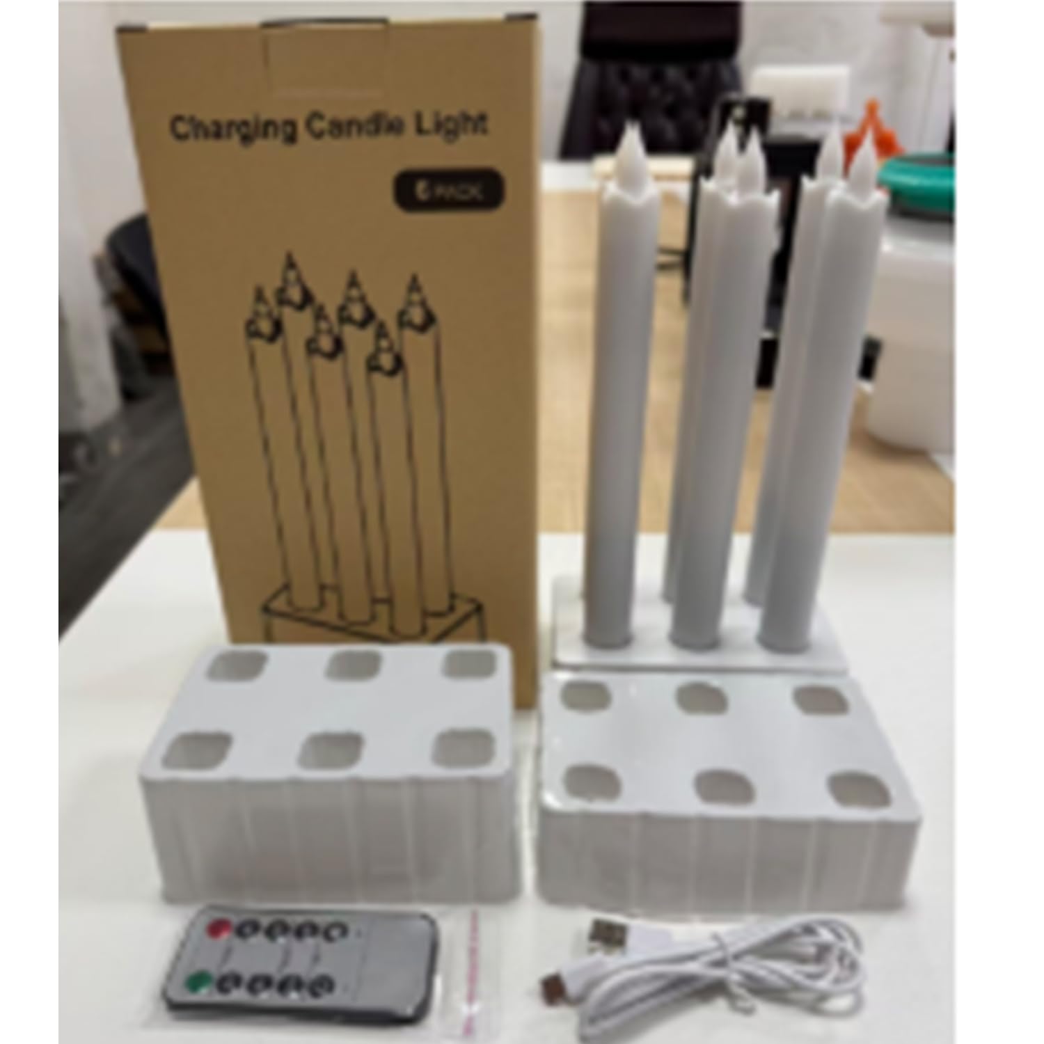 Bougies Flambeaux LED Rechargeables, Lot de 6, Bougies de Table Sans Flamme de 23 cm avec Mode Scintillant et Minuterie, Blanc Chaud 2000K, Intensité Réglable, Décoration pour Noël, Fête et Salon