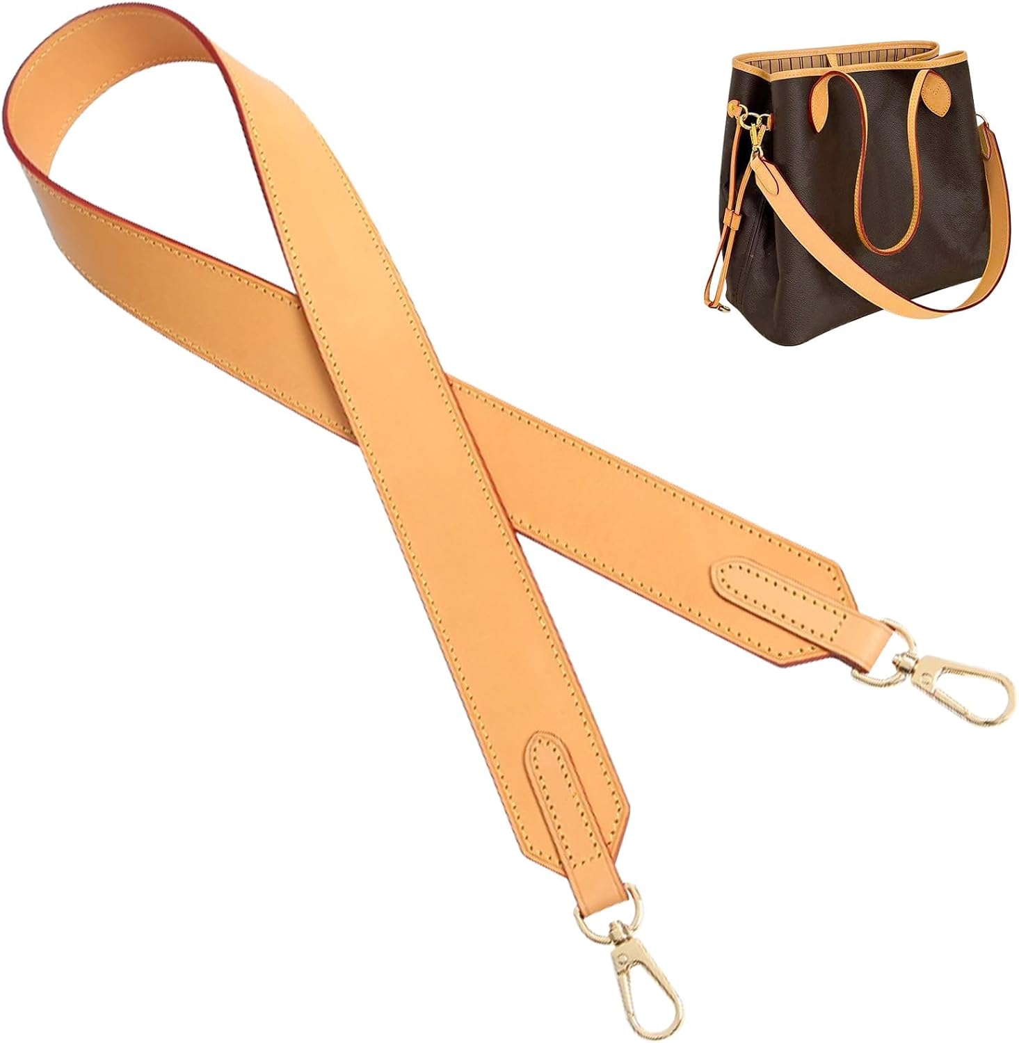 jiesinlov Vachetta Leather wide Straps Crossbody Replacement Bag Shoulder Strap for Neverful Graceful Speedy25 30 35 Tote Handbag Wide shoulder straps(Beeswax-115)