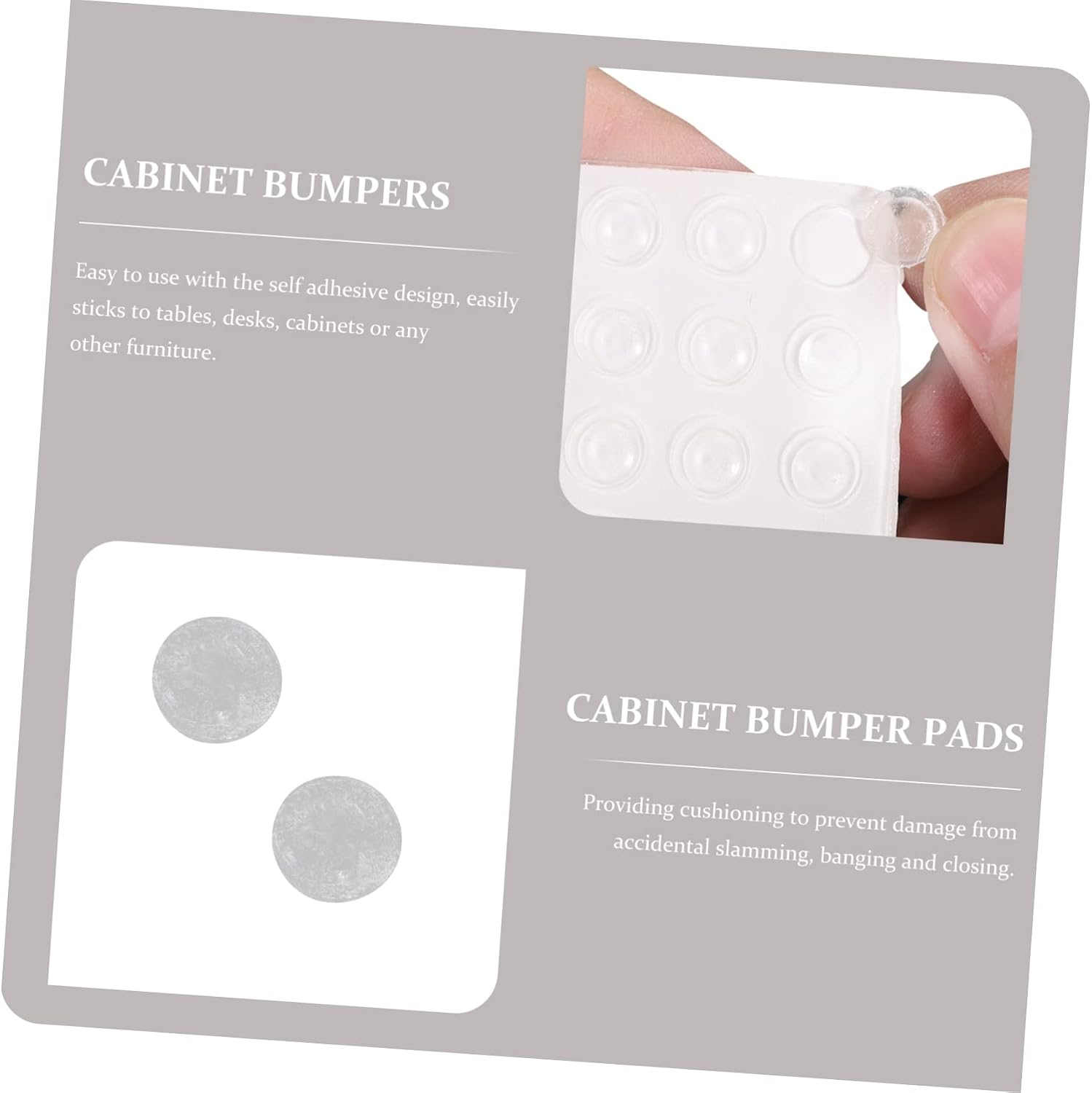 POPETPOP 6sheets Self-Adhesive Cabinet Bumpers Pads for Door Protection Noise Reduction and Furniture Guarding for Cabinets Tables and Artwork Spacing