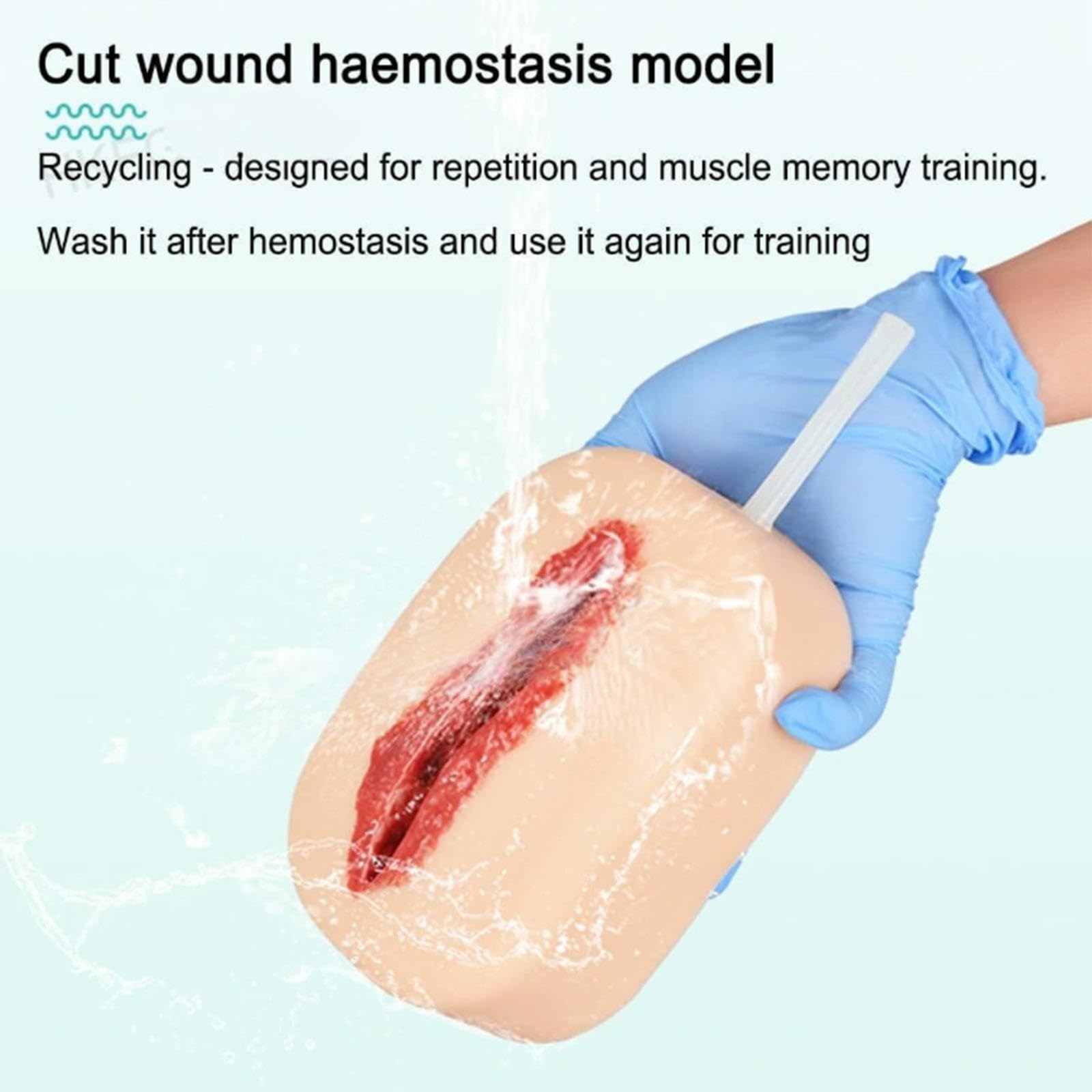 Trainer d'emballage De Plaie, ModèLe D'HéMostase De Plaie CoupéE, ModèLe De Simulateur De Laceration, MatéRiel en Silicone Et Lavable, pour Les Cours De Formation De Premiers Soins