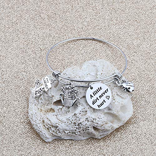 CHOORO Gardener Bracelet Gift Gardening Charm Bangle A Little Dirt Never Hurt Bracelet Yard Work Gardening Jewelry Gift for Gardening Lover Horticulturist3