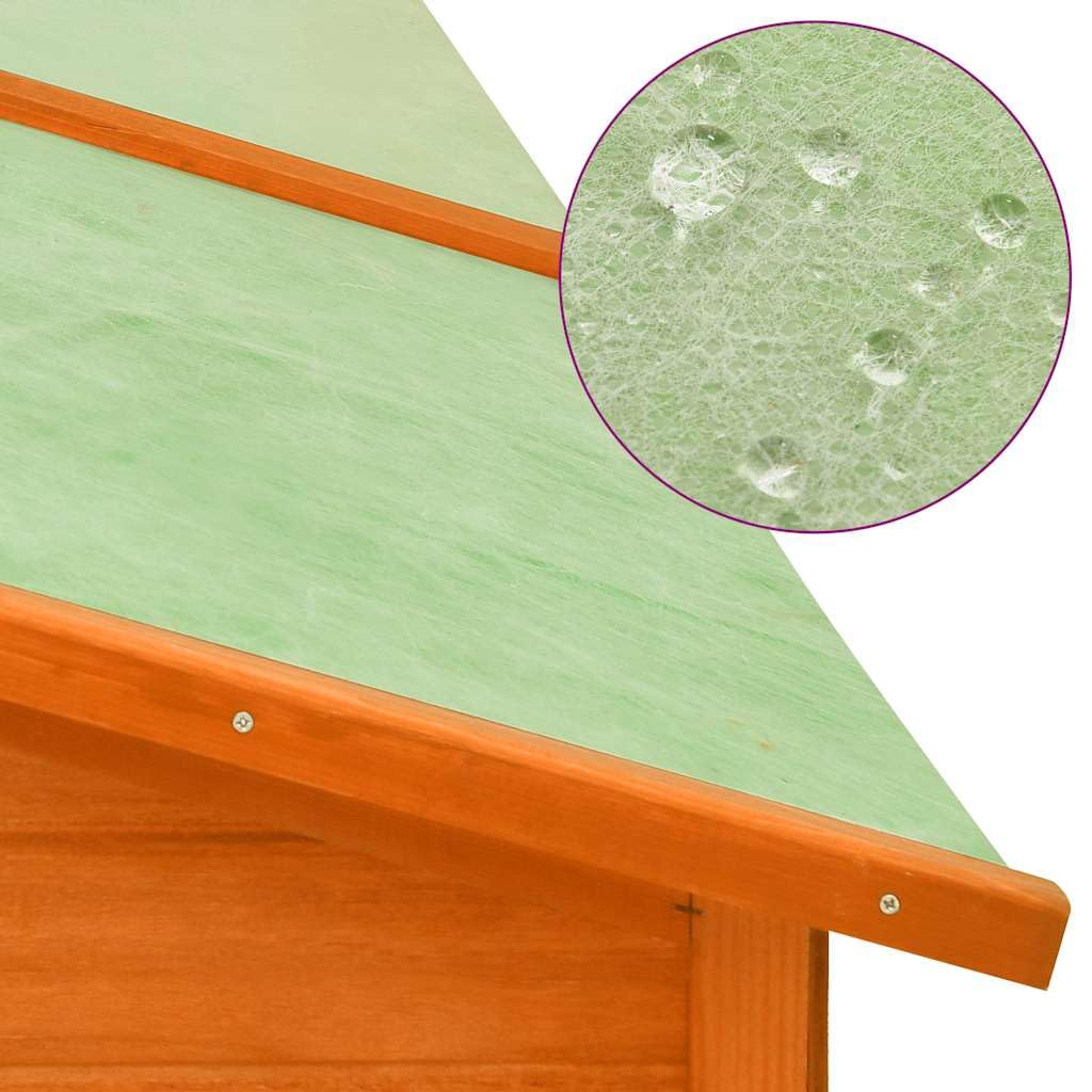 Kaninchenstall mit Freilauf aus massivem Tannenholz, Braun, für Kleintiere