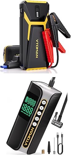 VTOMAN V10 3500A Arrancador portátil de coche (9.5L de gas, motor diesel de 7.5L) caja de salto de litio de 12 V, paquete de energía de refuerzo de