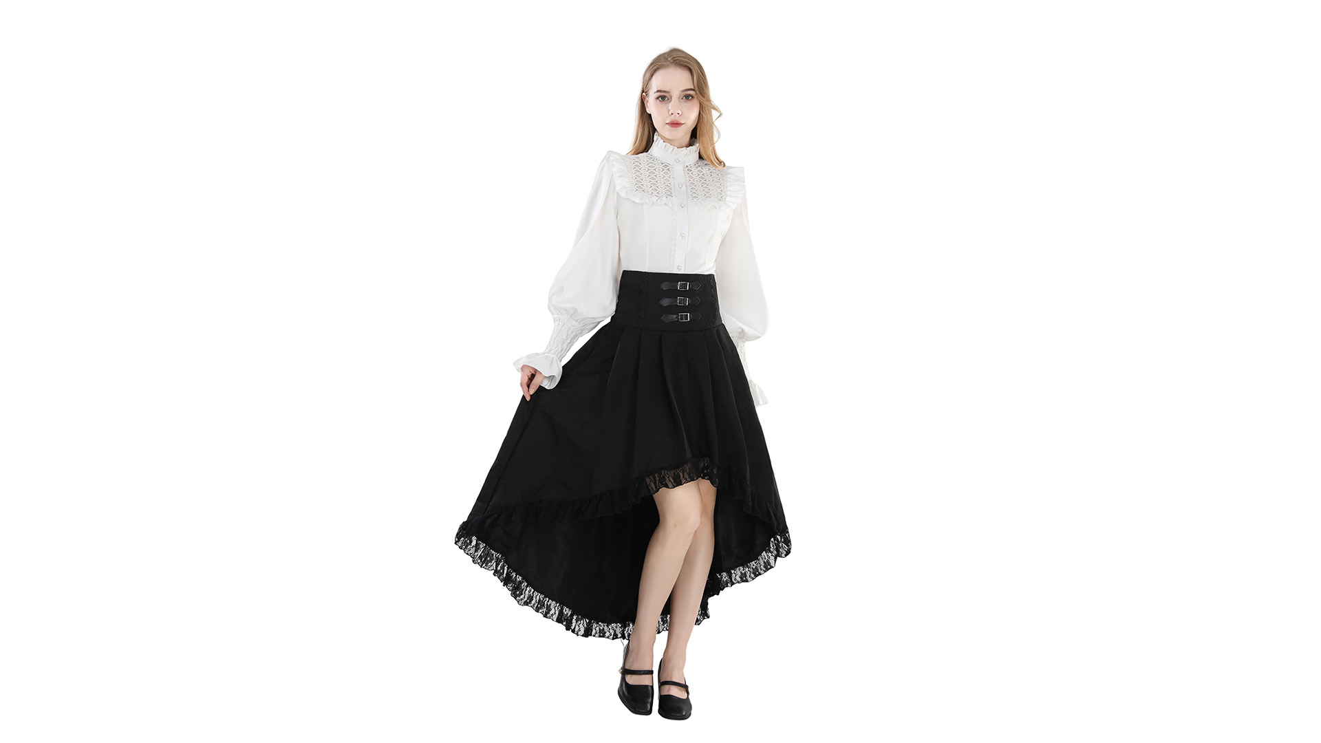 Damen Renaissance-Gothic-Bluse, Glockenärmel, Rüs Produktbild-Vorschau 5
