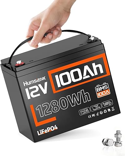Batería LiFePO4 de 12 V y 100 Ah, grupo 24, IP67, BMS de 100 A, energía 1280 Wh, +15,000 ciclos, 10 años vida útil, para motor de remolque y uso