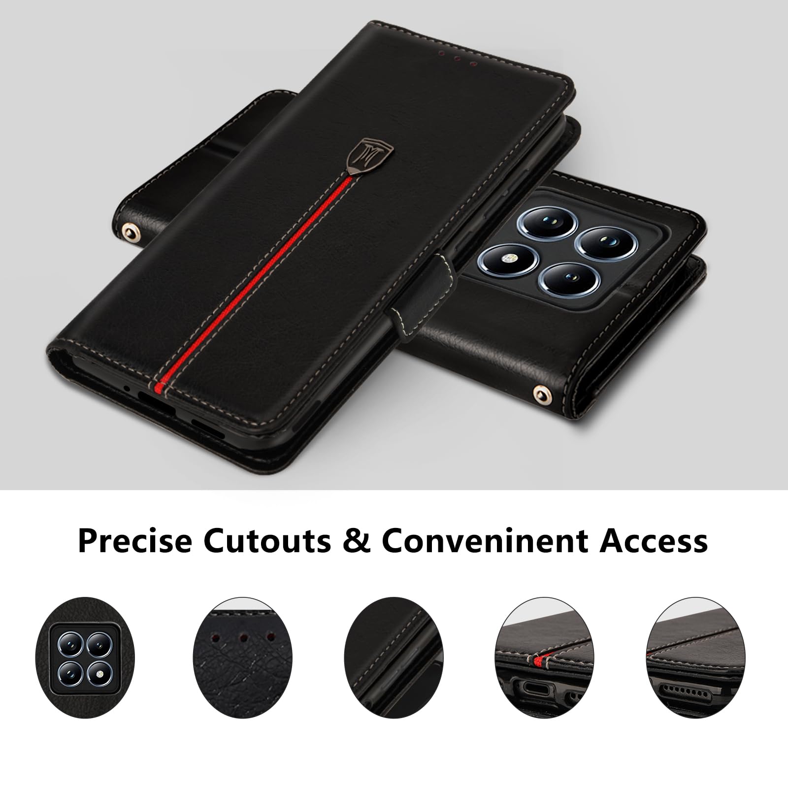 BORYA Cover per Xiaomi 14T Pro, Premium PU Pelle+TPU Antiurto Silicone
