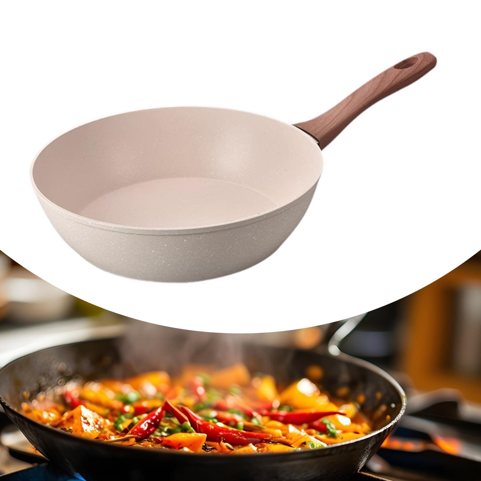 Padella per Friggere, Padella per Saltare, Pentolame Multifunzionale con Manico Ergonomico, Padella Antiaderente, Wok per Tutti, 28x7.6 Cm
