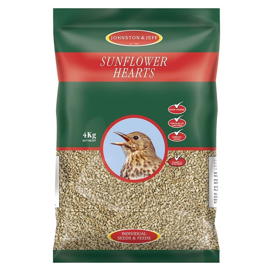 4kg Sunflower Hearts - Premium High Protein, Oil-Rich Bird Food/Feed for Wild Birds