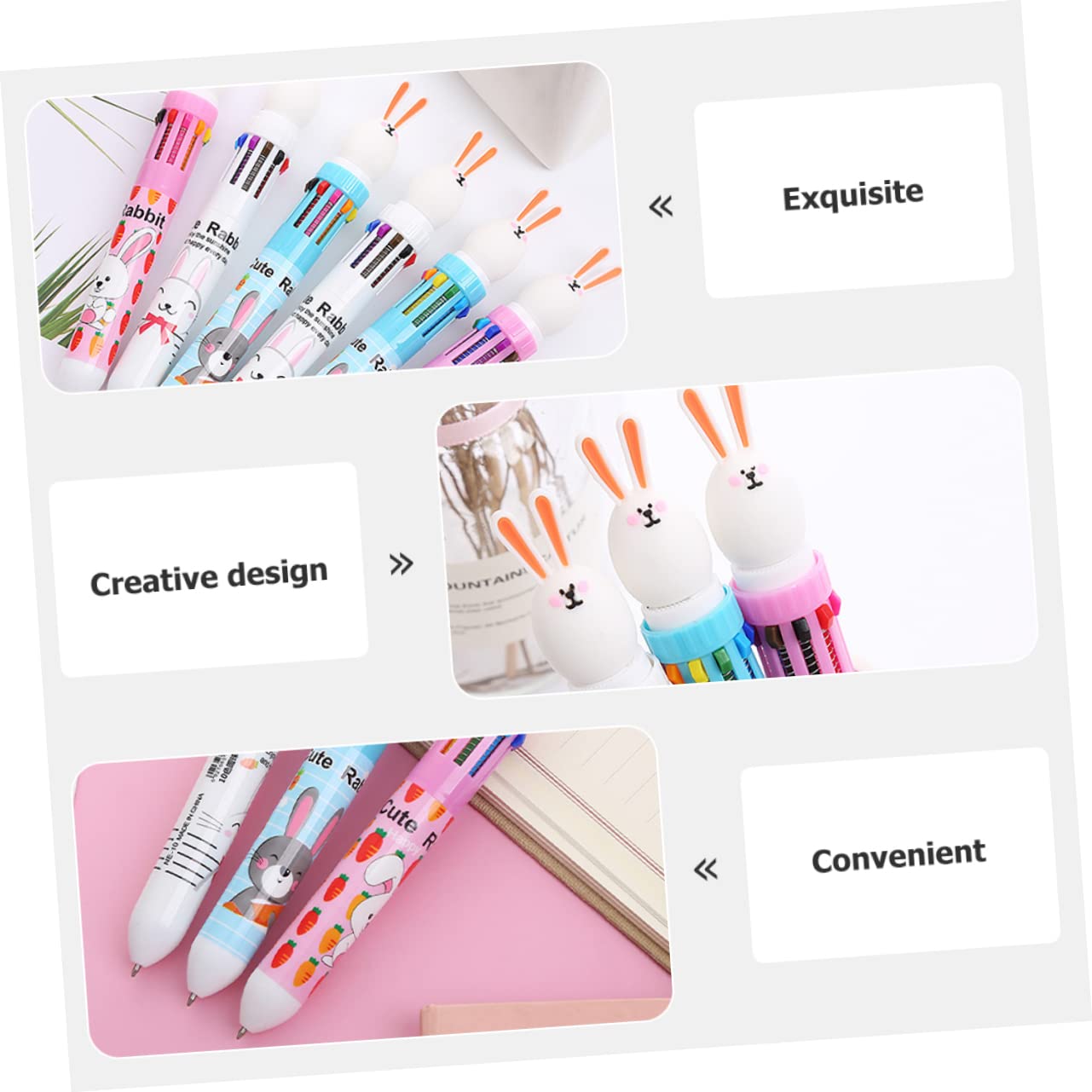 Sewroro 4 Ensembles Stylos À Bille Pour Garçon Fille Lot De Stylos Multicolores Roses Blancs Fournitures Scolaires Et Amusantes Pour Dessin Et 6 Pièces * 4